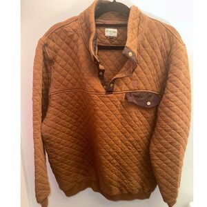 Heybo Outdoors Mens Quilted Snap Pullover Sweater Brown Large Diamond Quilt